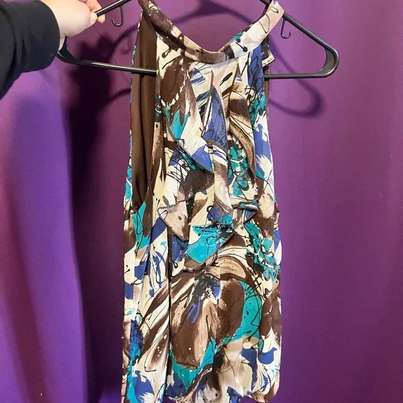 Abstract Patterned Ruffle Shirt - Picture 2 of 10